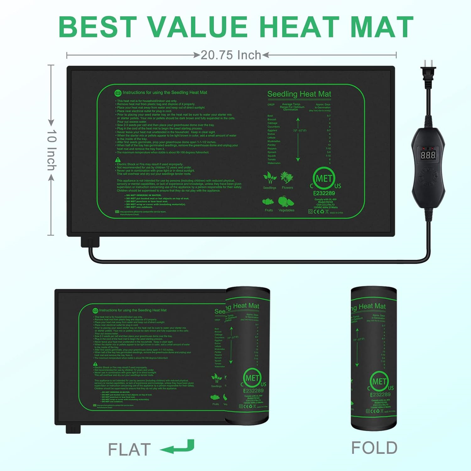 แผ่นทำความร้อนสำหรับต้นกล้าพร้ - Seedling Heat Mat บทวิจารณ์และราคา